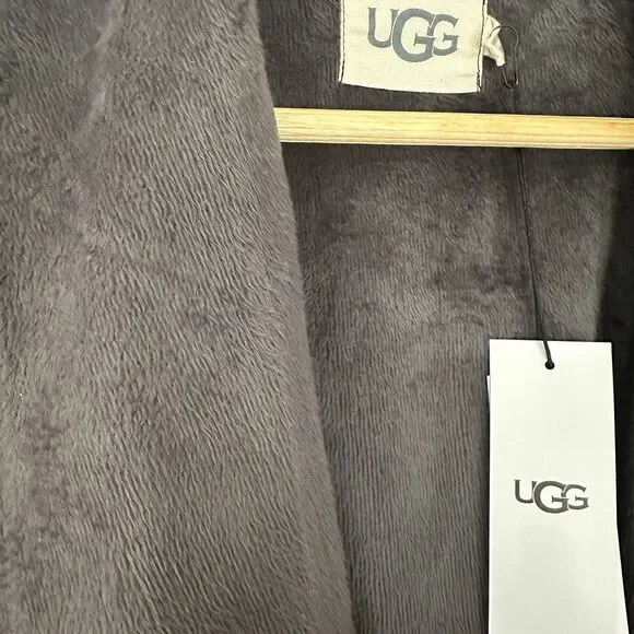 NEW UGG Men's Robinson Robe Black Heather Grey Lined Size M/L - Picture 2 of 9